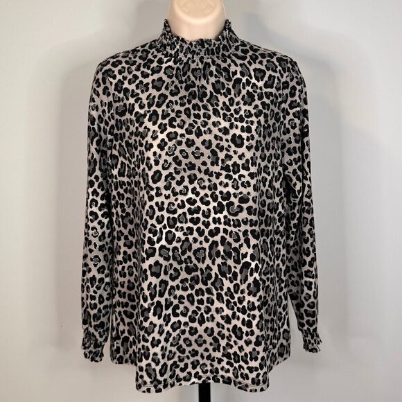 Anne Klein Leopard Print Blouse - Size Small - Picture 1 of 6